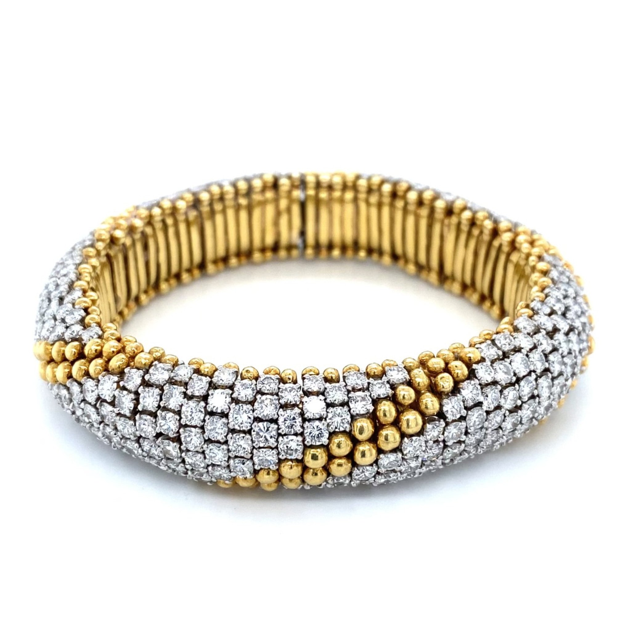 1960s 18KT Yellow Gold Diamond Couscous Bracelet