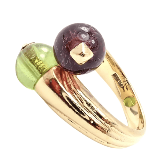 Bulgari 1980s 18KT Yellow Gold Tourmaline Ring side