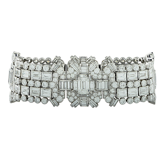 Art Deco Platinum Diamond Bracelet front