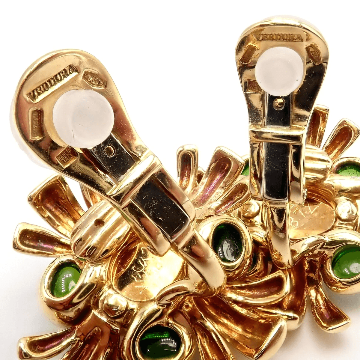 Fulco di Verdura 1980s 18KT Yellow Gold Citrine & Tourmaline Earrings signature