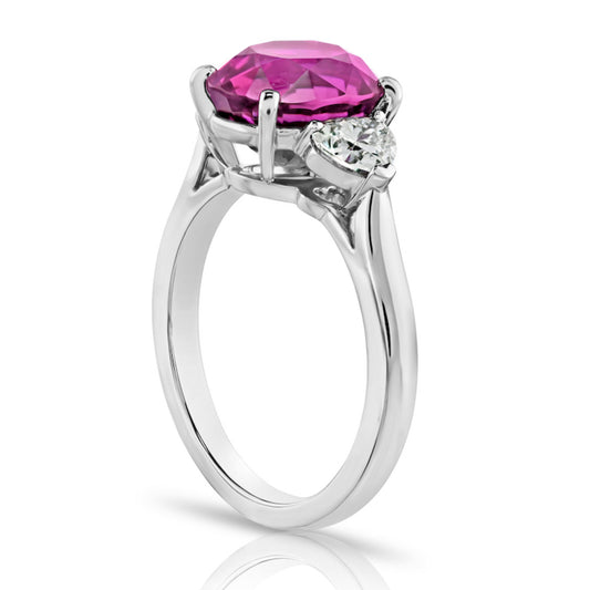 Contemporary Platinum Sapphire & Diamond Ring side