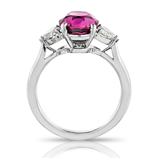 Contemporary Platinum Sapphire & Diamond Ring profile