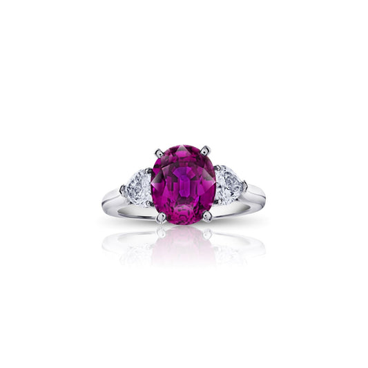 Contemporary Platinum Sapphire & Diamond Ring front