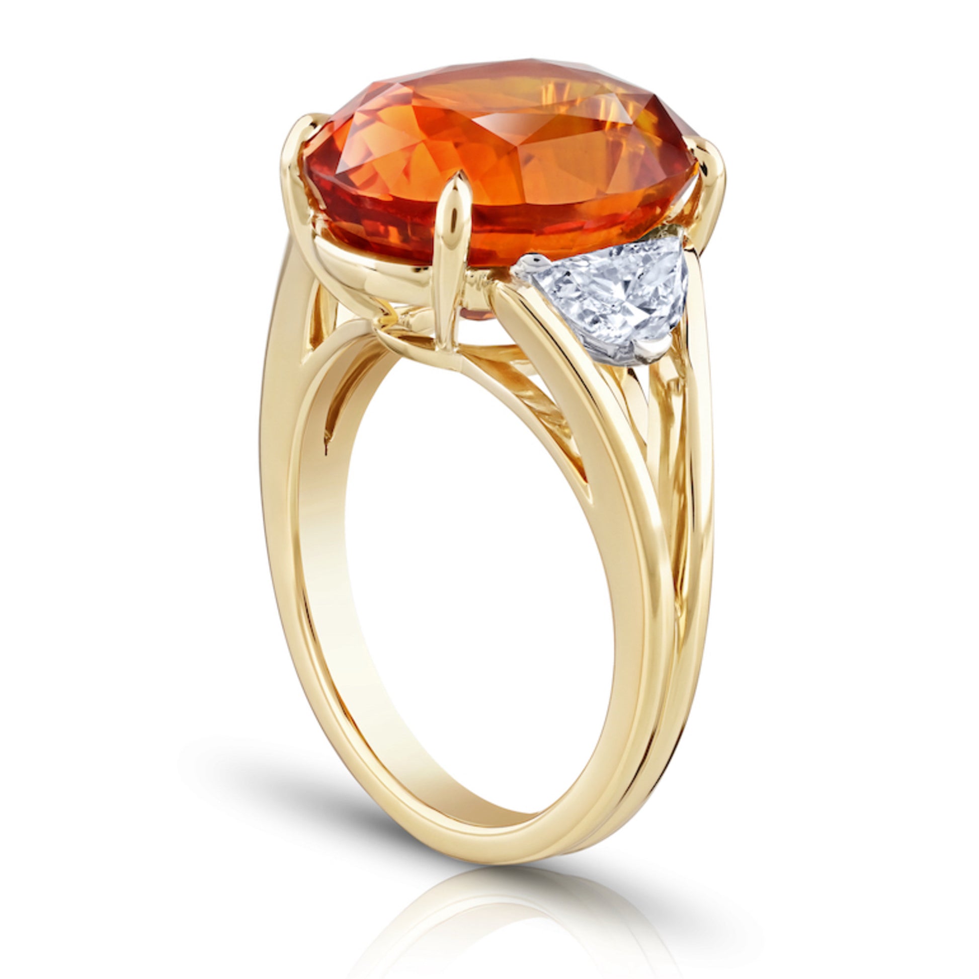 Contemporary 18KT Yellow Gold Sapphire & Diamond Ring side