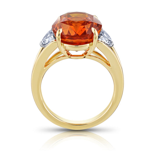 Contemporary 18KT Yellow Gold Sapphire & Diamond Ring profile