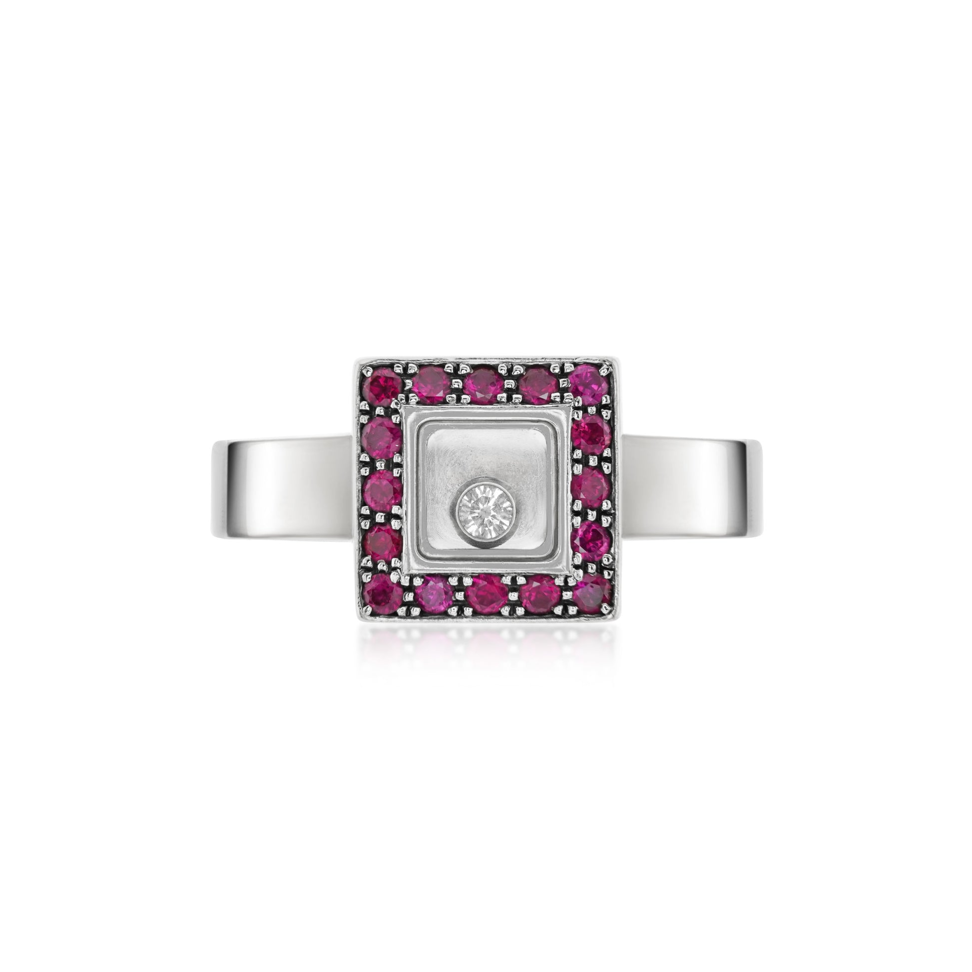 Chopard Post-1980s 18KT White Gold Ruby & Diamond Ring front