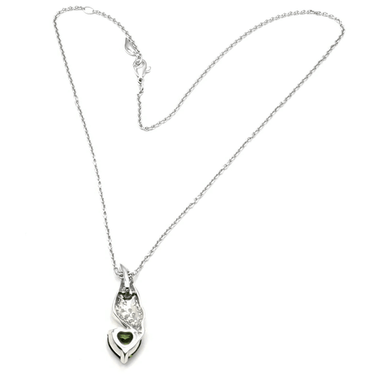 Piaget Post-1980s 18KT White Gold Peridot & Diamond Heart Necklace back