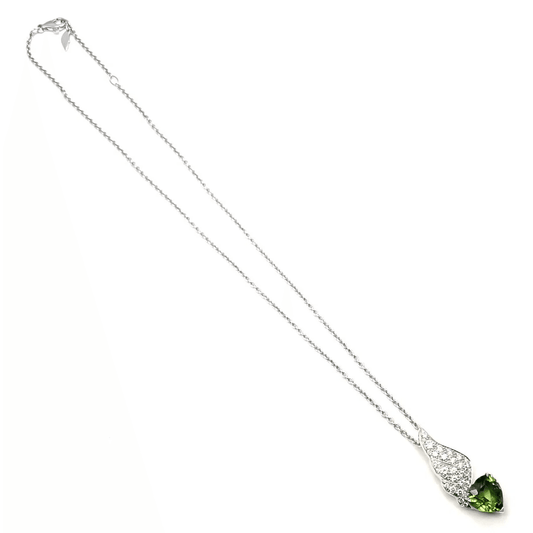 Piaget Post-1980s 18KT White Gold Peridot & Diamond Heart Necklace front