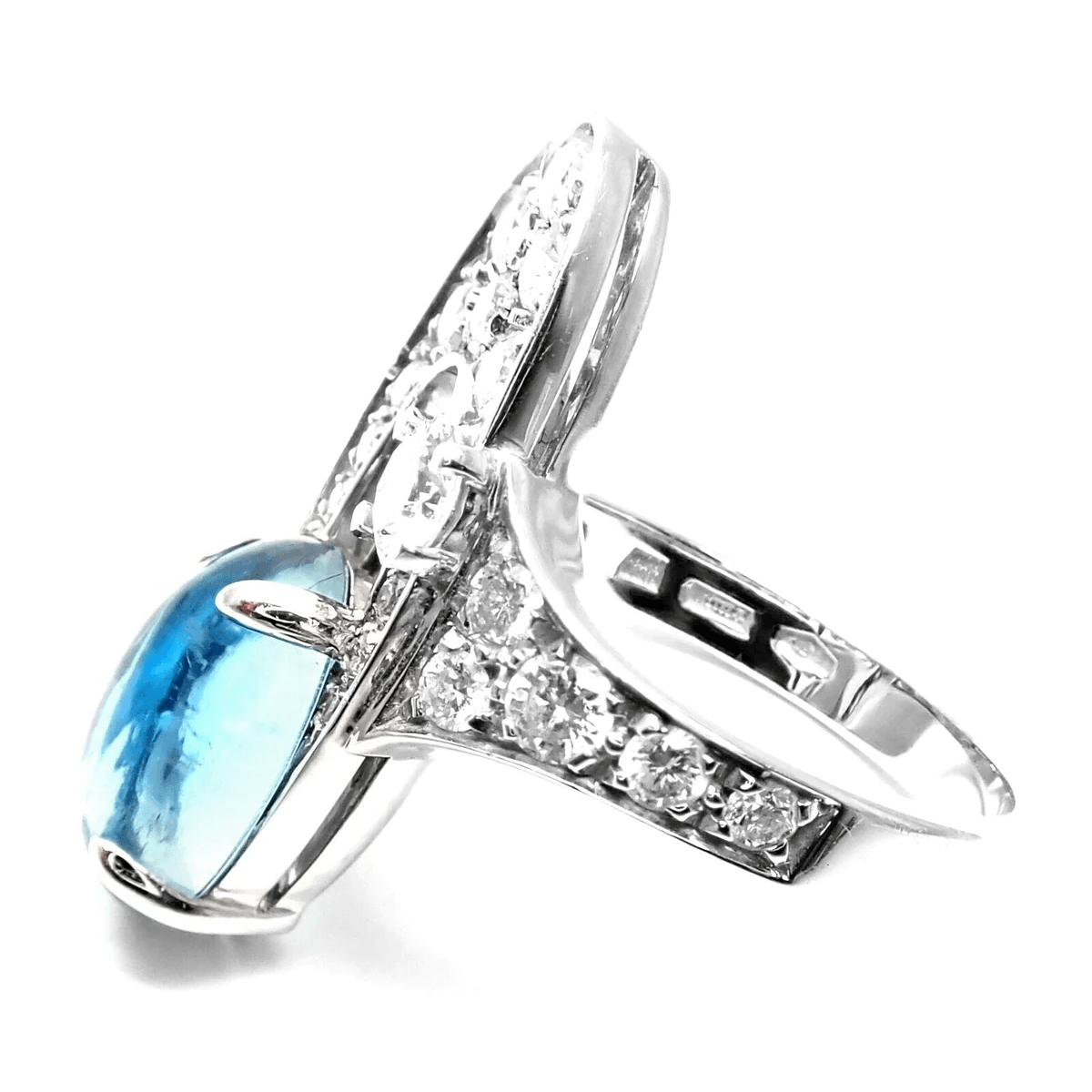 Bulgari Post-1980s 18KT White Gold Diamond & Topaz Elysia Ring side