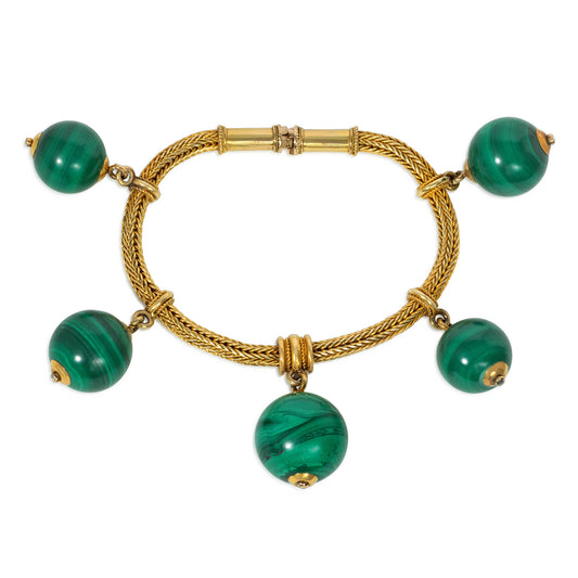 Victorian 18KT Yellow Gold Malachite Bracelet front