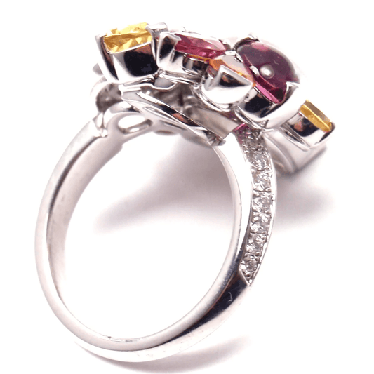 Cartier Post-1980s 18KT White Gold Rose Quartz, Diamond, Ruby, Sapphire & Tourmaline Sorbet Ring back