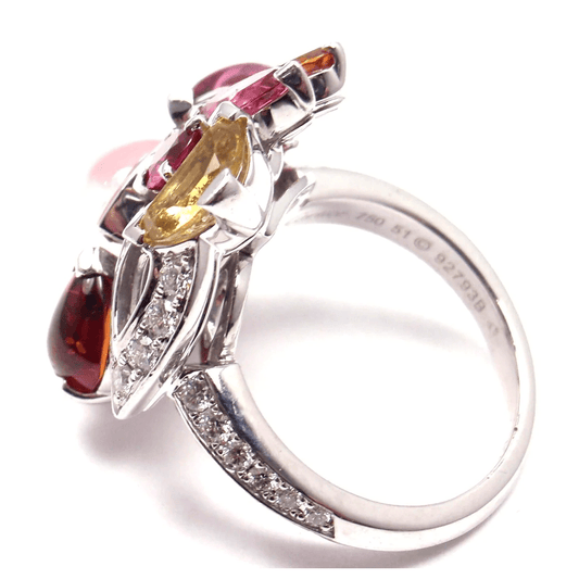 Cartier Post-1980s 18KT White Gold Rose Quartz, Diamond, Ruby, Sapphire & Tourmaline Sorbet Ring side