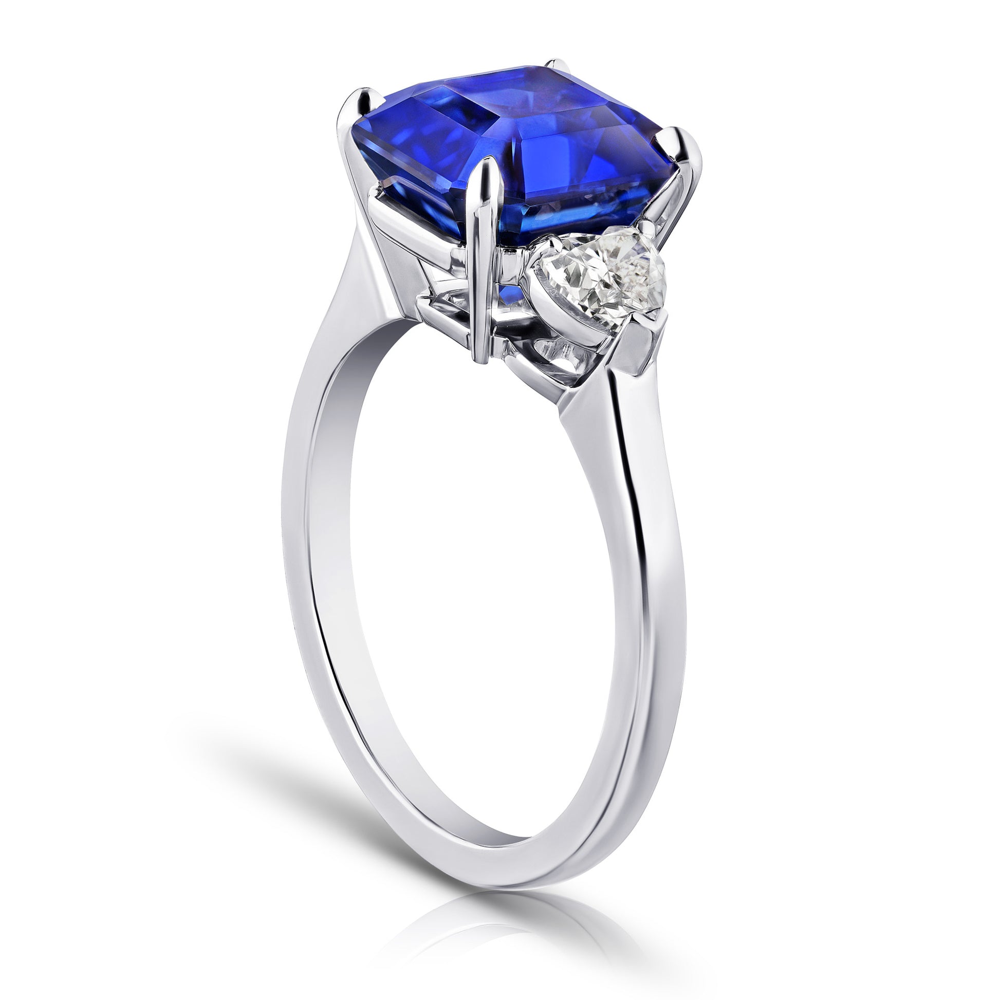 Contemporary Platinum Sapphire & Diamond Ring side