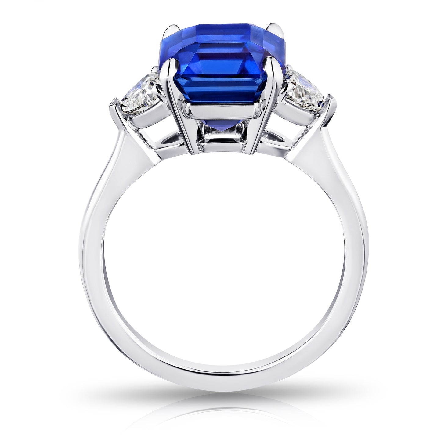 Contemporary Platinum Sapphire & Diamond Ring profile