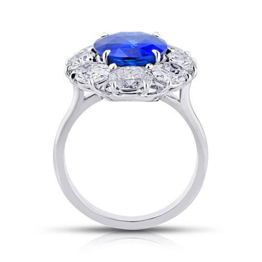 Contemporary Platinum Sapphire & Diamond Ring profile