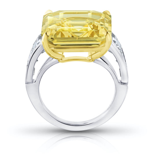 Contemporary Platinum & 18KT Yellow Gold Sapphire & Diamond Ring profile