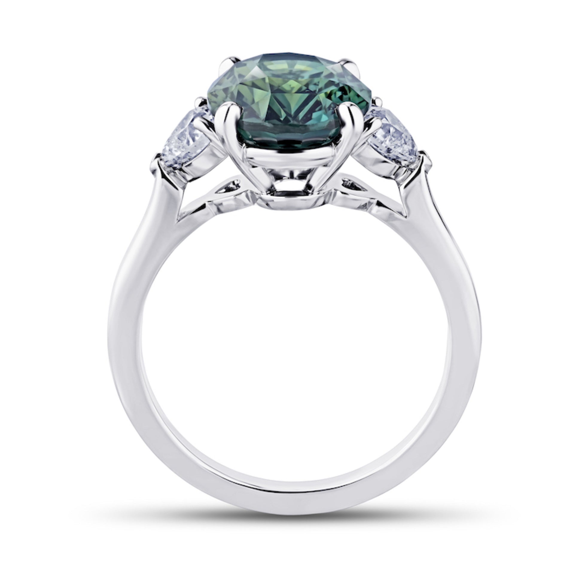 Contemporary Platinum Sapphire & Diamond Ring profile