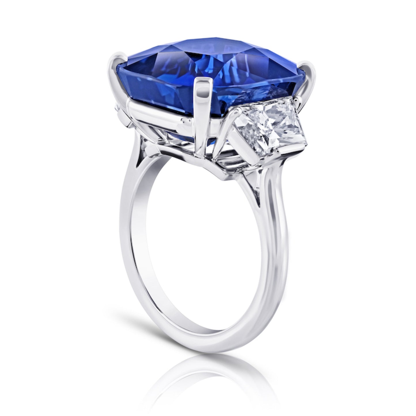 Contemporary Platinum Sapphire & Diamond Ring side