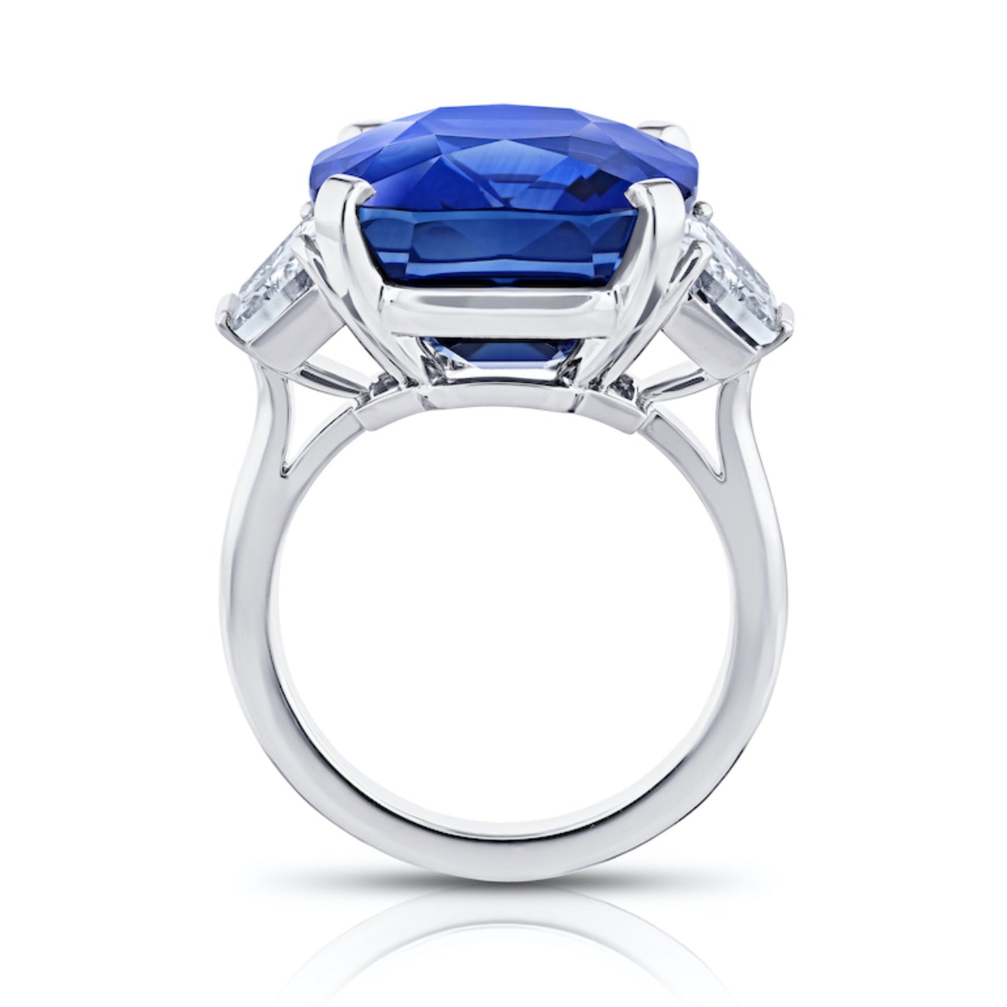 Contemporary Platinum Sapphire & Diamond Ring profile