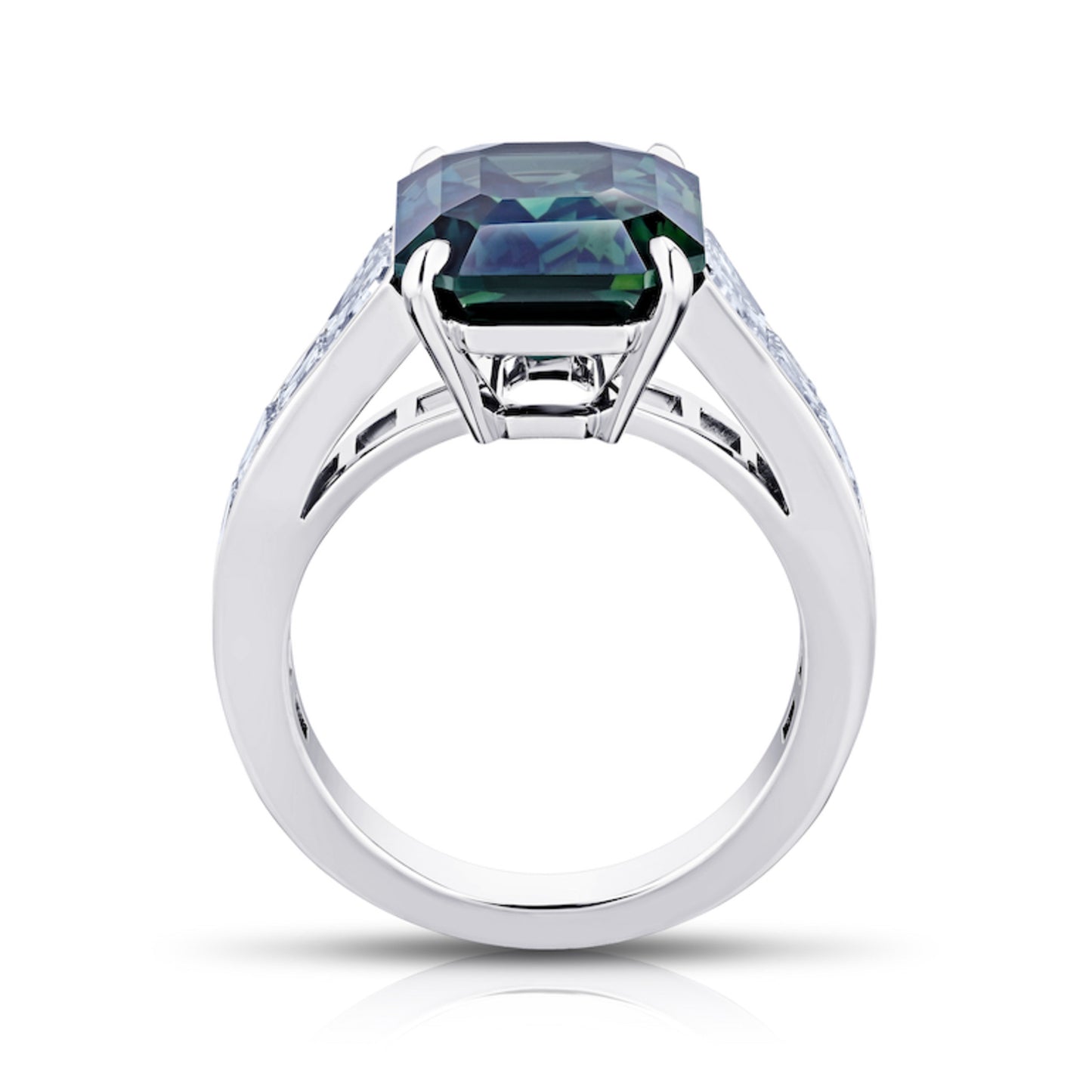 Contemporary Platinum Sapphire & Diamond Ring profile