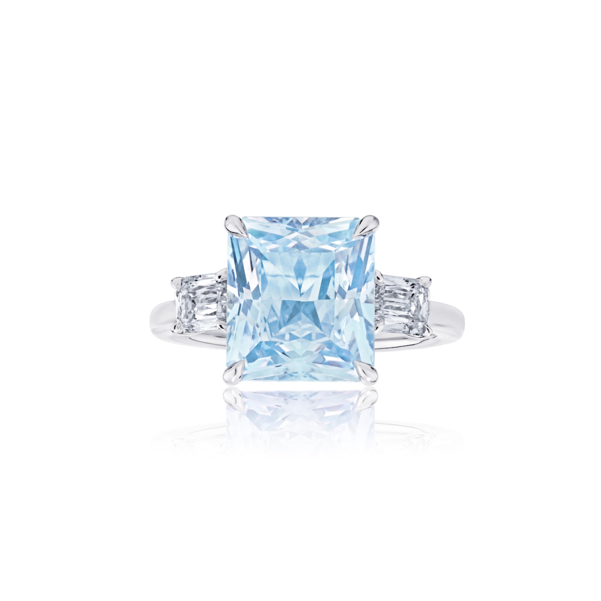 Contemporary Platinum Sapphire & Diamond Ring front
