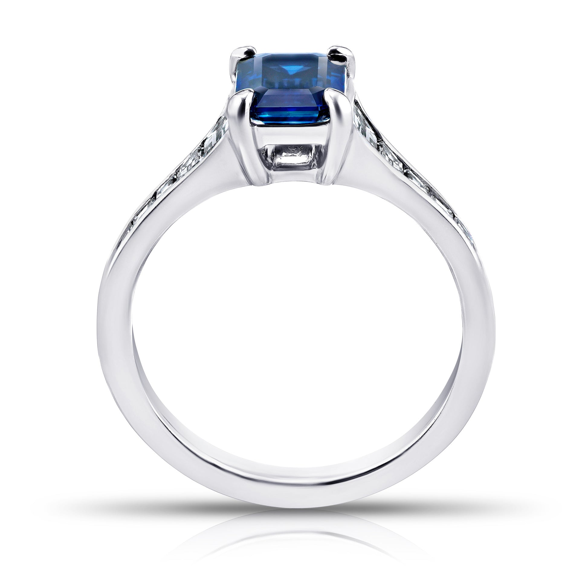 Contemporary Platinum Sapphire & Diamond Ring profile