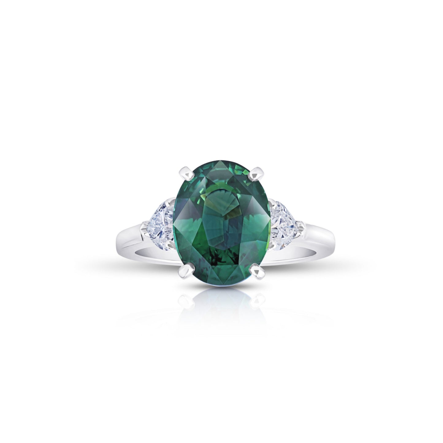 Contemporary Platinum Sapphire & Diamond Ring front