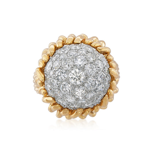 Van Cleef & Arpels Paris 1950s 18KT Yellow Gold Diamond Ring front