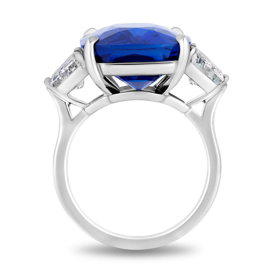 Contemporary Platinum Sapphire & Diamond Ring profile