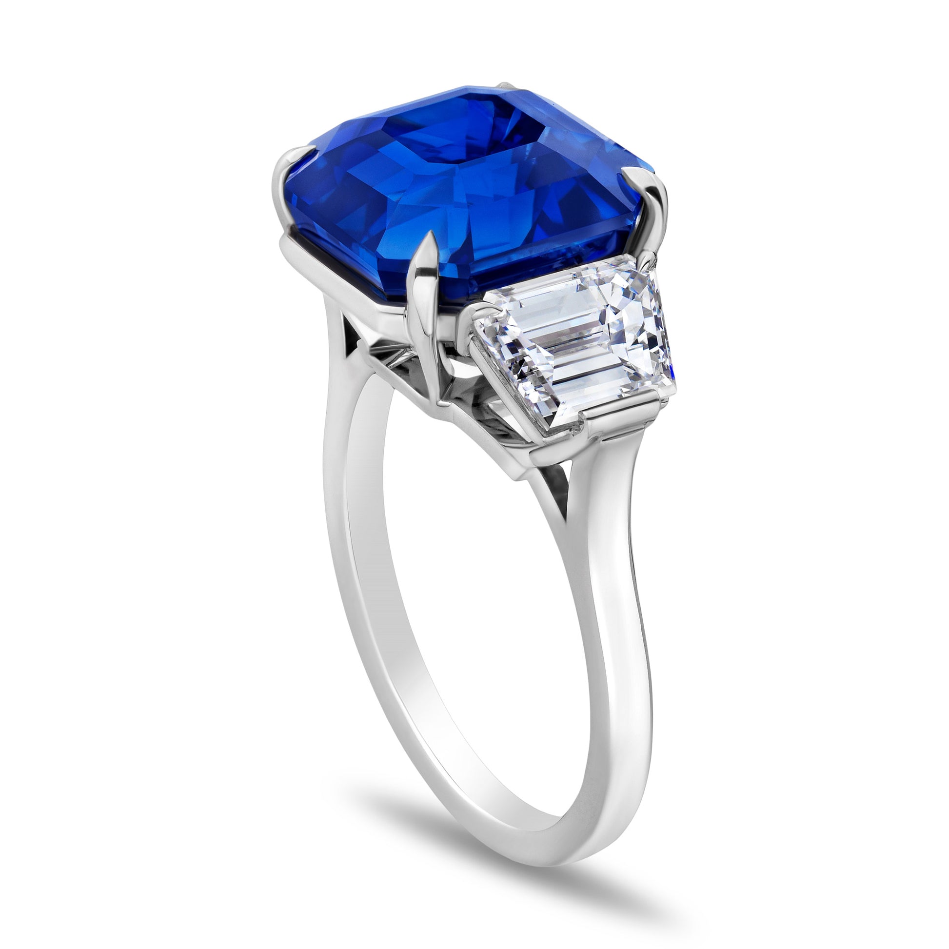 Contemporary Platinum Sapphire & Diamond Ring side