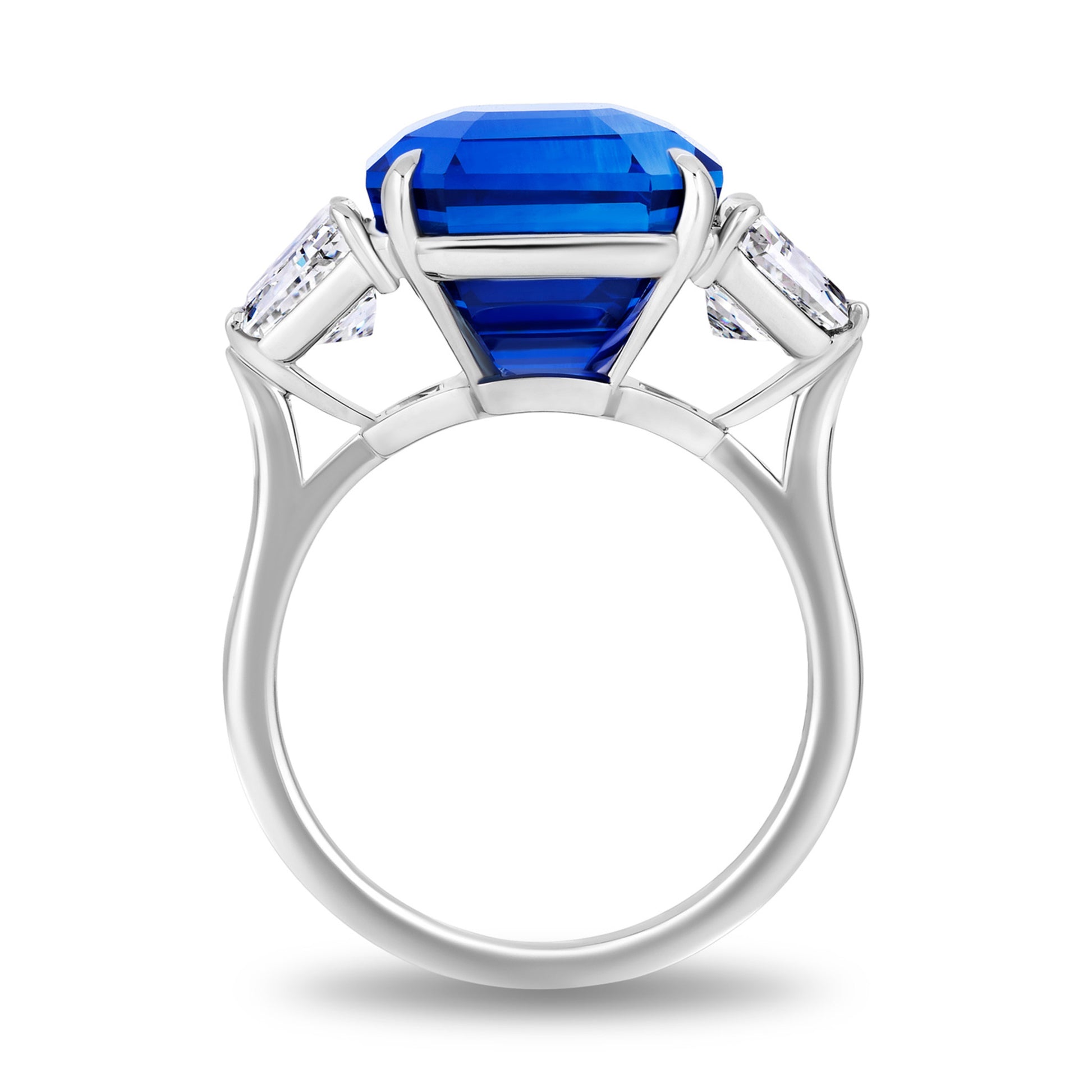 Contemporary Platinum Sapphire & Diamond Ring profile