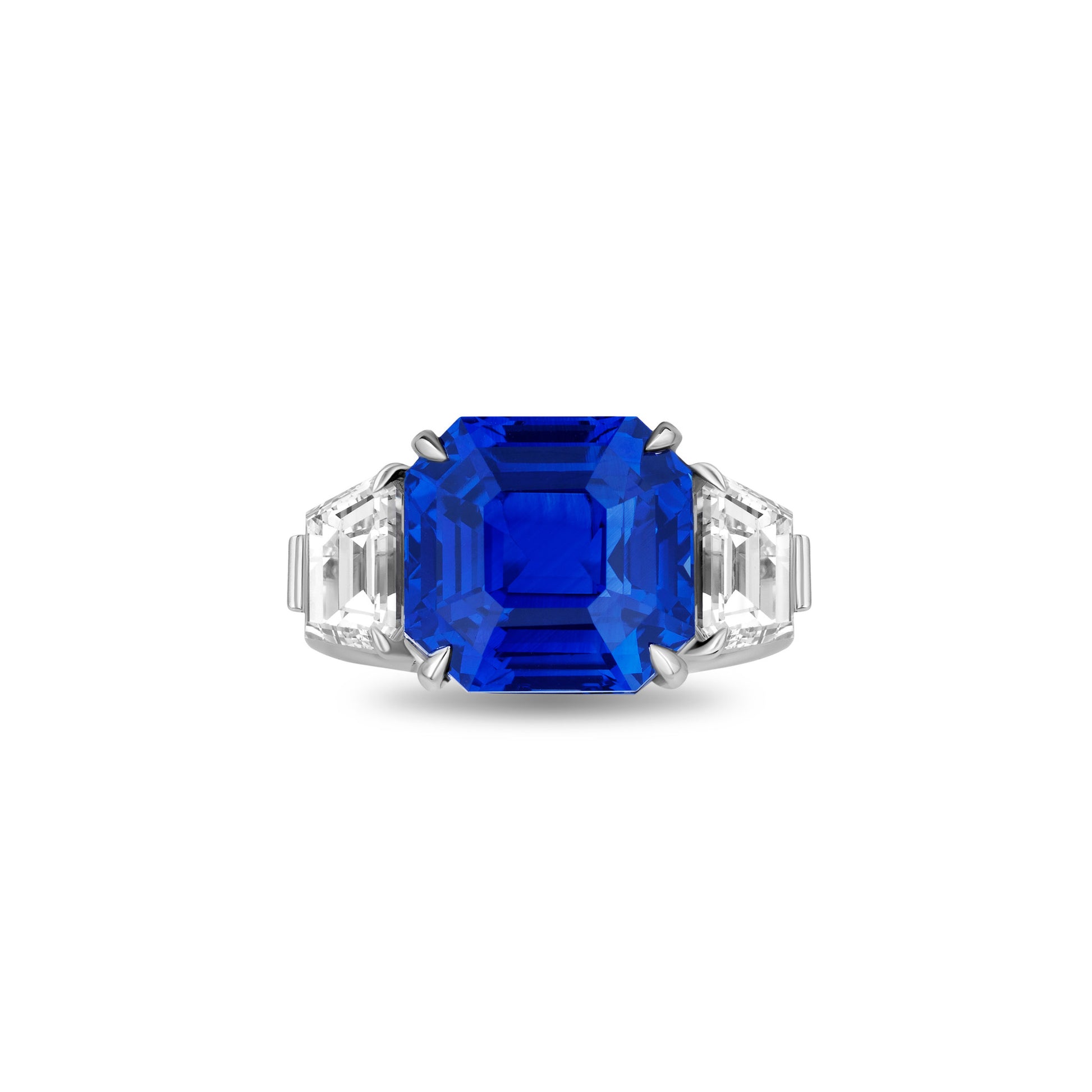 Contemporary Platinum Sapphire & Diamond Ring front