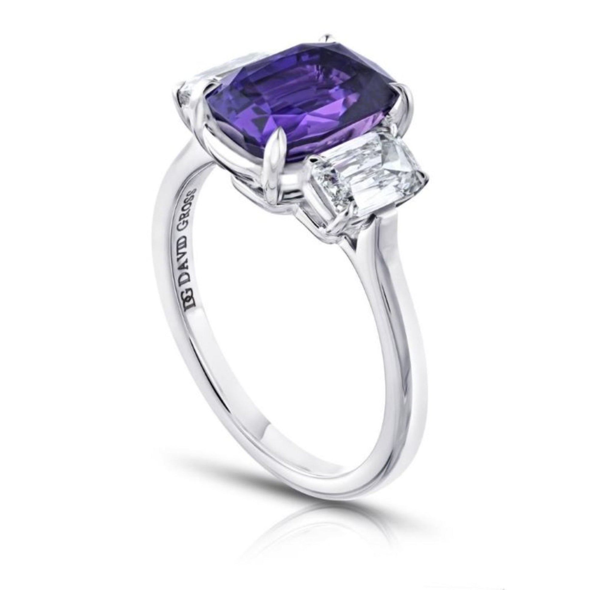Contemporary Platinum Sapphire & Diamond Ring side