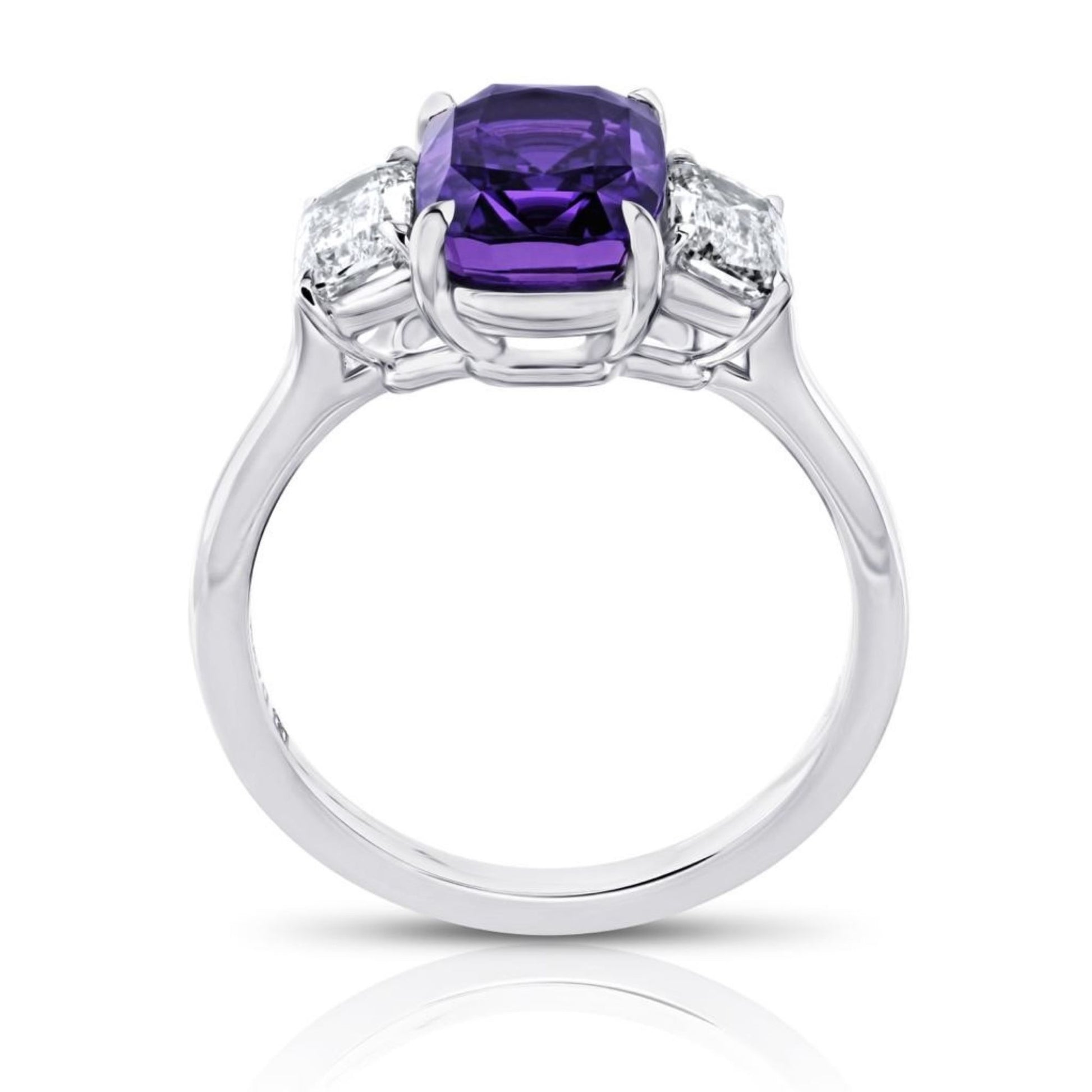 Contemporary Platinum Sapphire & Diamond Ring profile
