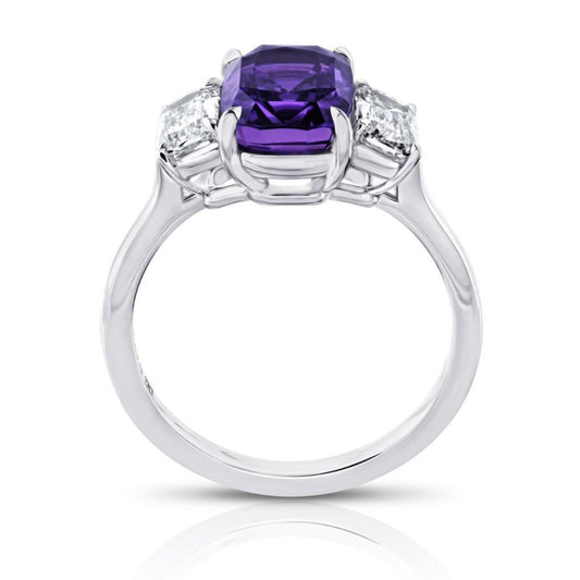 Contemporary Platinum Sapphire & Diamond Ring profile