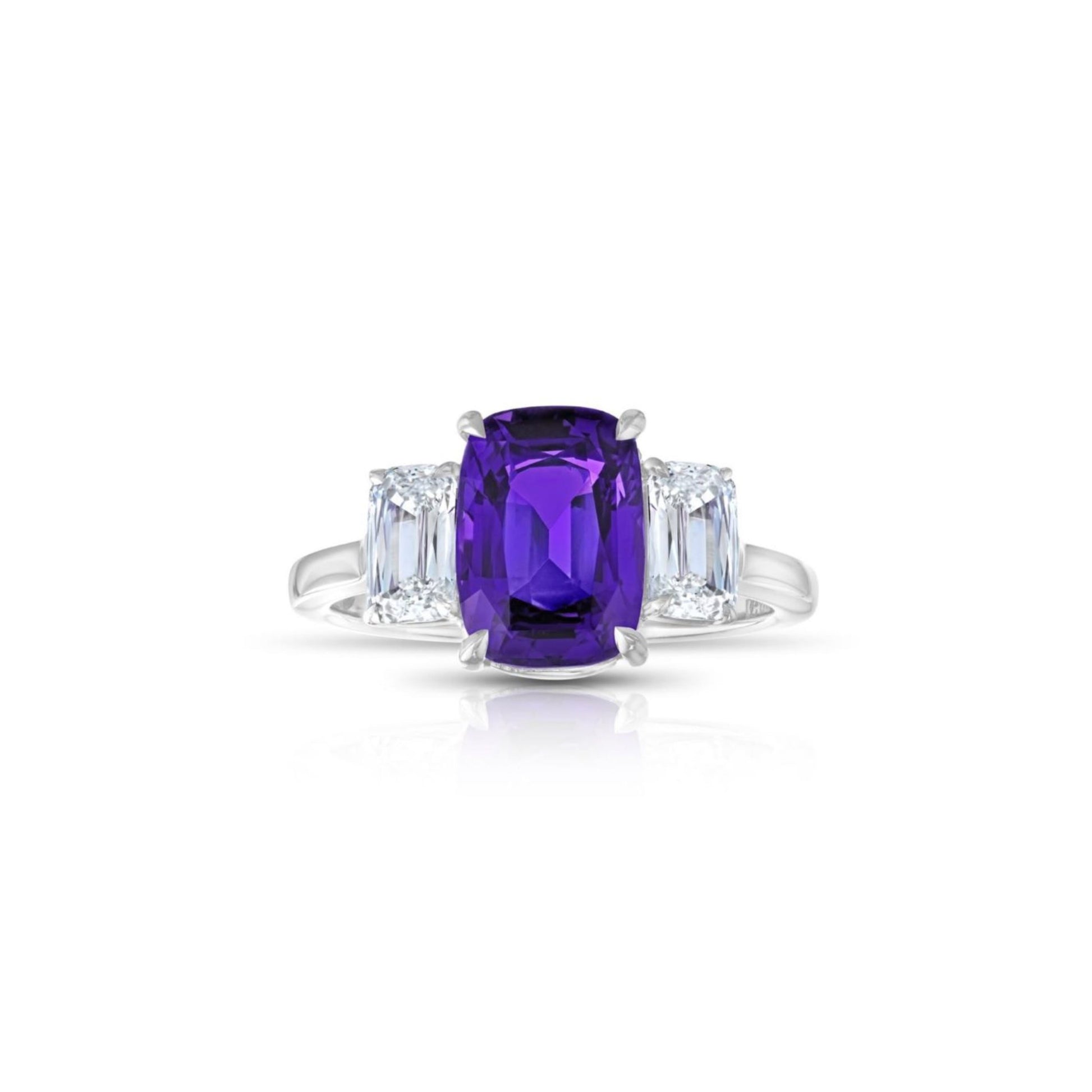 Contemporary Platinum Sapphire & Diamond Ring front