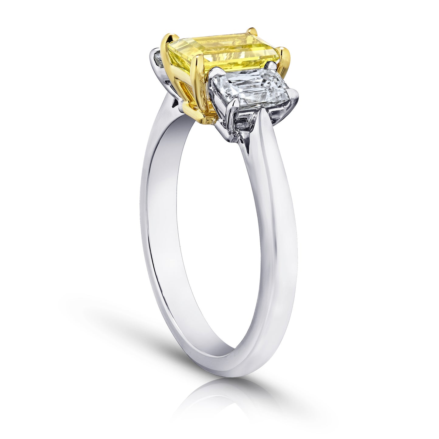 Contemporary Platinum & 18KT Yellow Gold Sapphire & Diamond Ring side