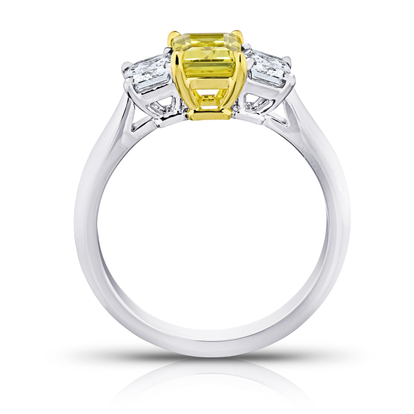 Contemporary Platinum & 18KT Yellow Gold Sapphire & Diamond Ring profile