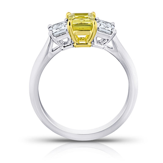Contemporary Platinum & 18KT Yellow Gold Sapphire & Diamond Ring profile
