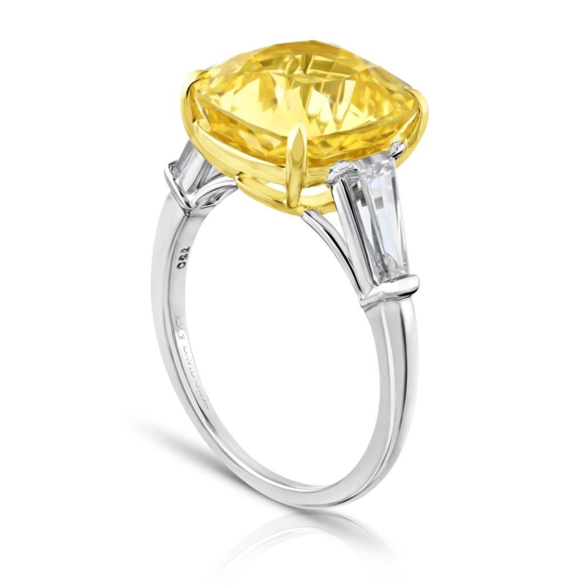 Contemporary Platinum Sapphire & Diamond Ring side