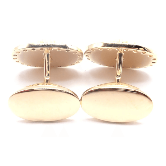 Piaget Post-1980s 18KT Yellow Gold Diamond Coat Of Arms Cufflinks back