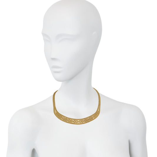 Caplain Paris 1970s 18KT Yellow Gold Necklace on neck