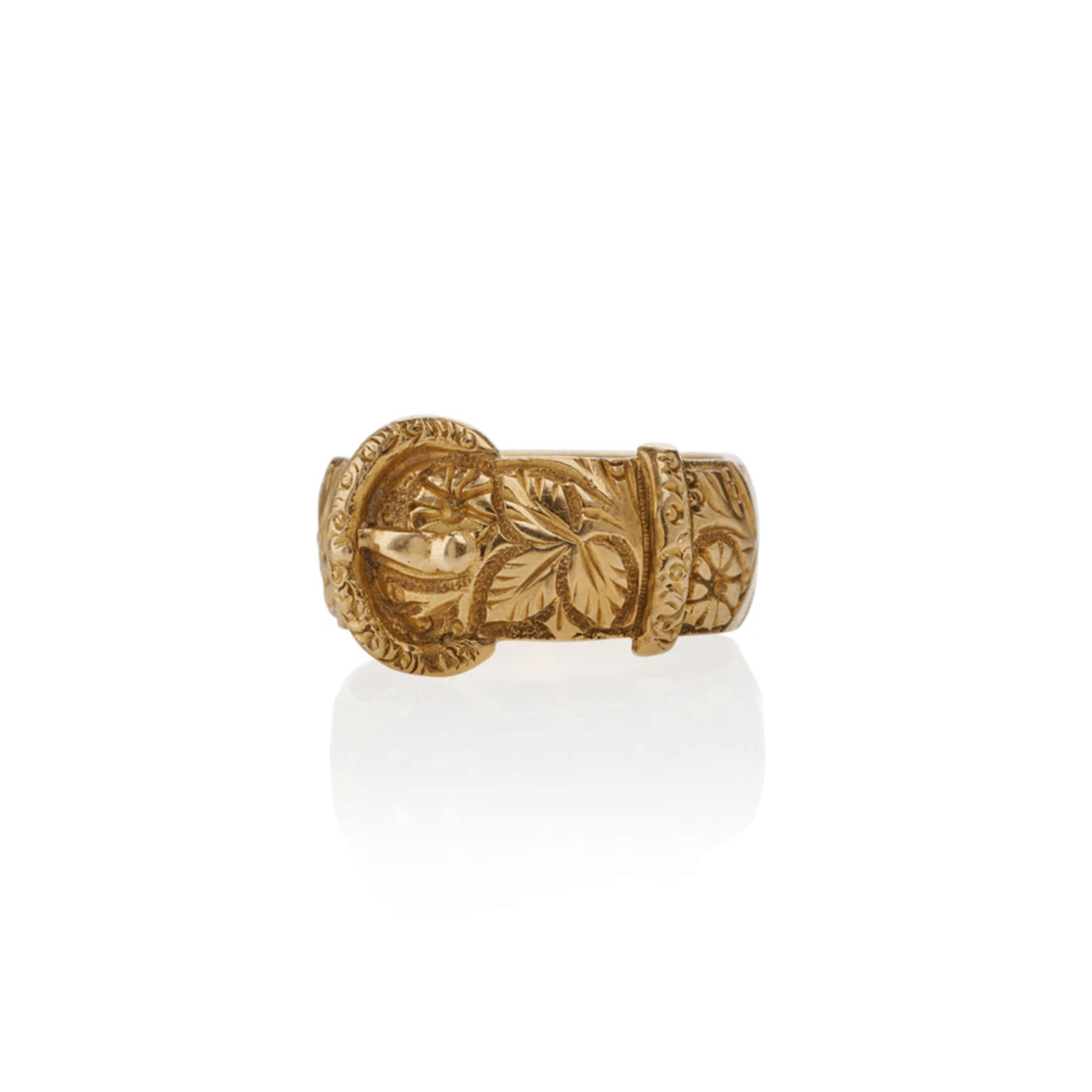 English Antique 18KT Yellow Gold Buckle Ring