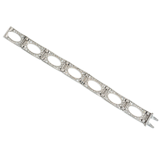 Mauboussin Paris Art Deco Platinum Diamond & Enamel Bracelet back