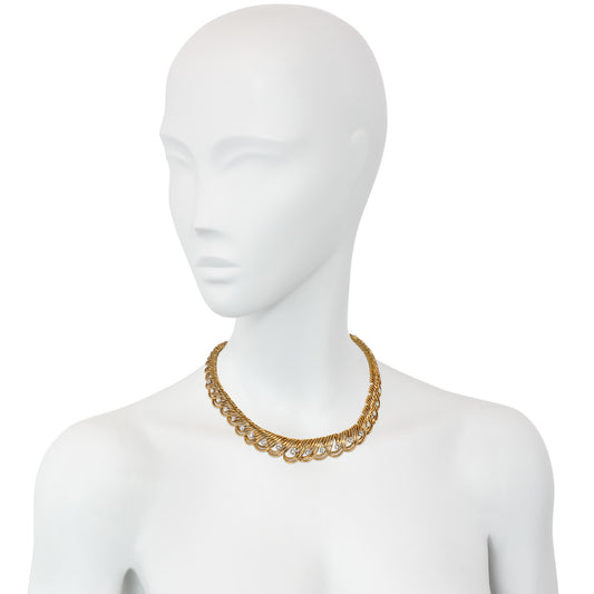 Cartier Paris 1950s Platinum & 18KT Yellow Gold Diamond Necklace on neck