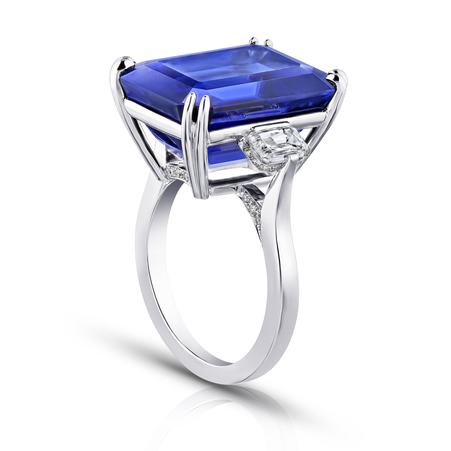 Contemporary Platinum Tanzanite & Diamond Ring side