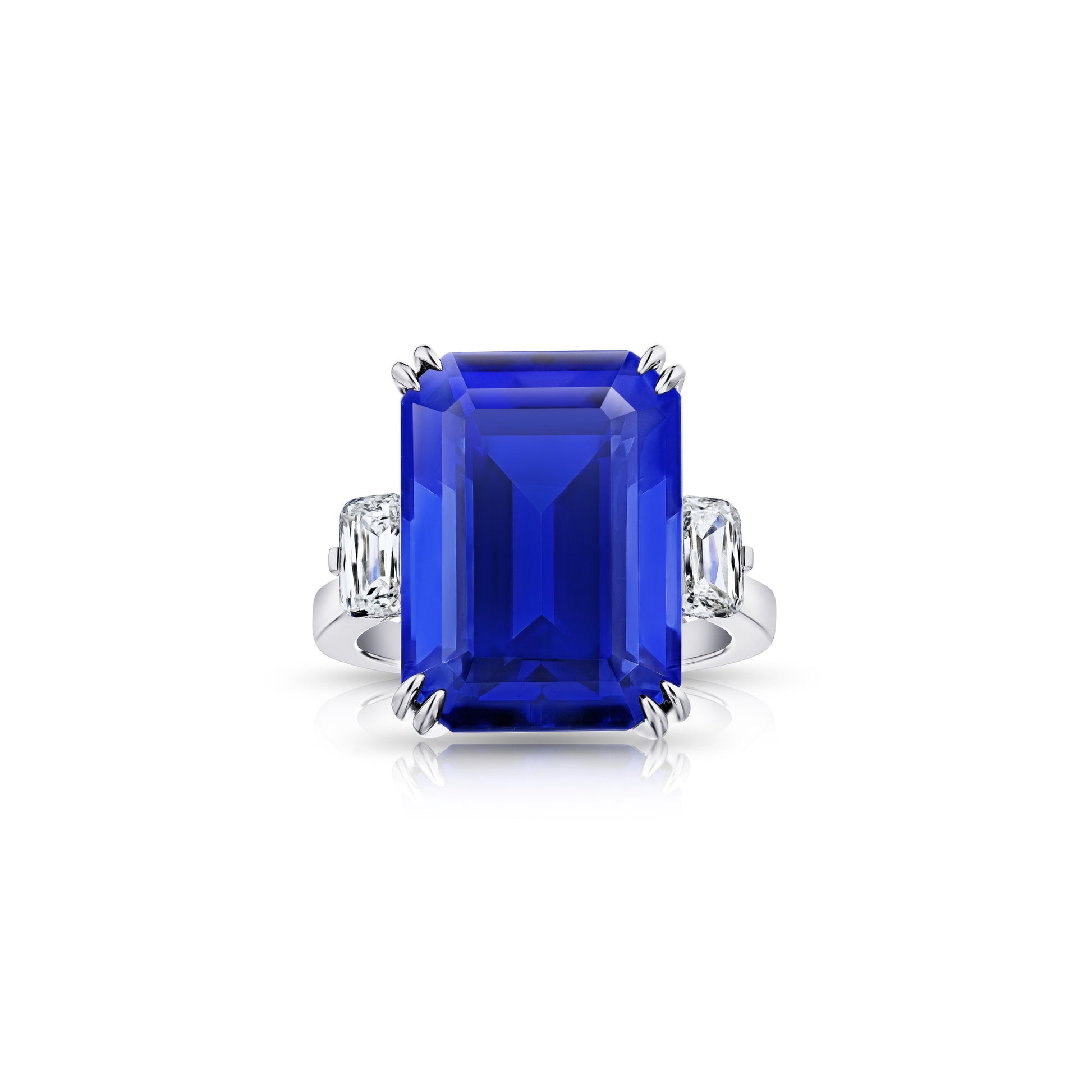 Contemporary Platinum Tanzanite & Diamond Ring front