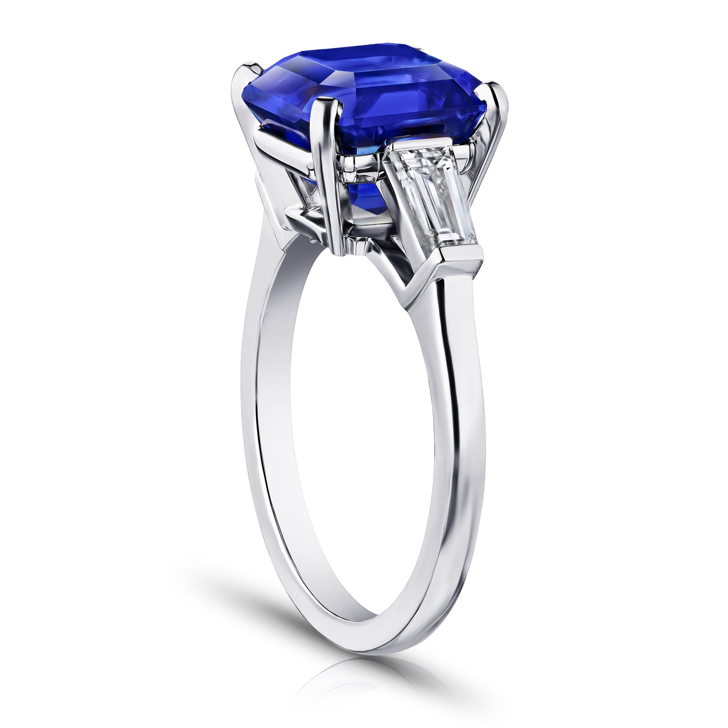 Contemporary Platinum Sapphire & Diamond Ring side