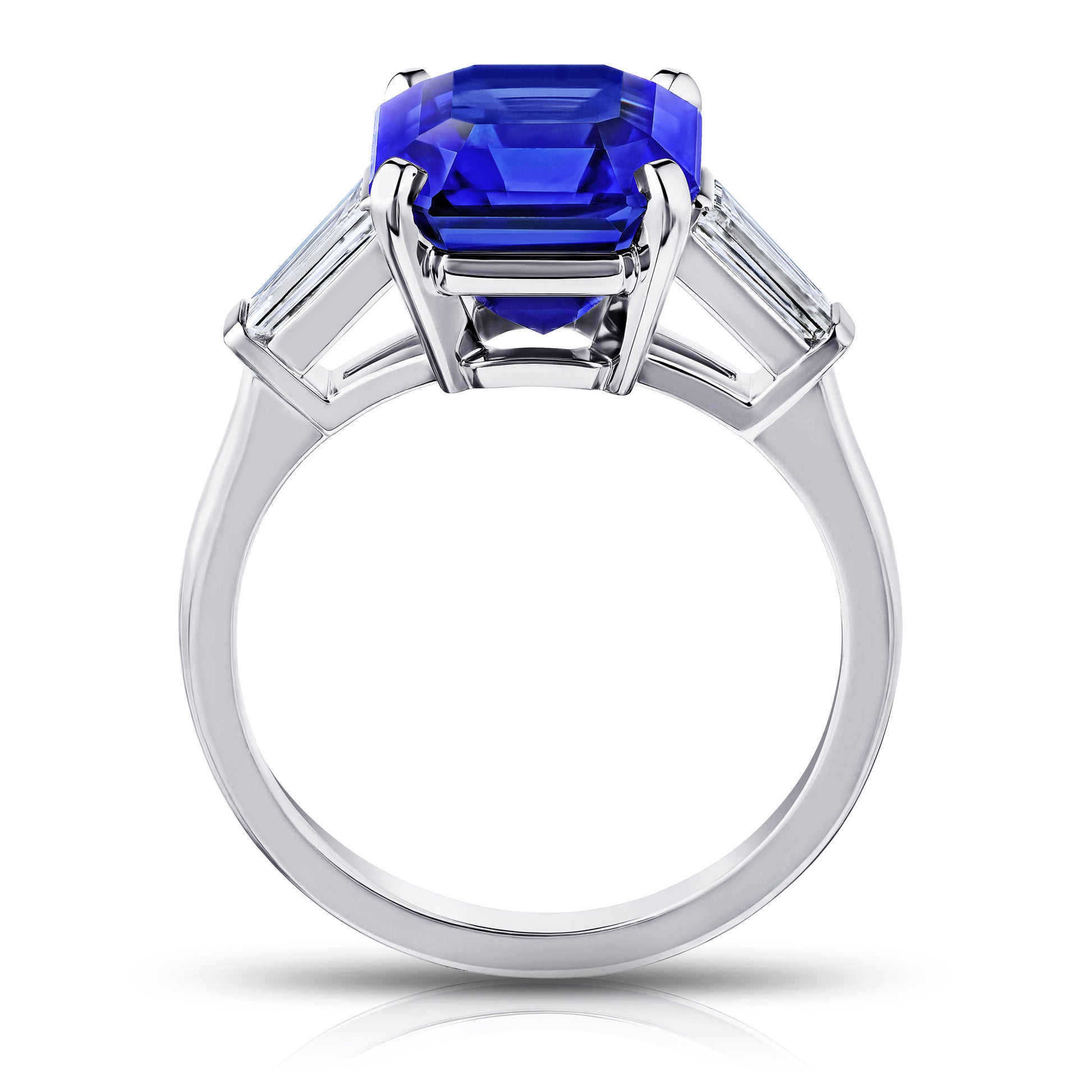 Contemporary Platinum Sapphire & Diamond Ring profile