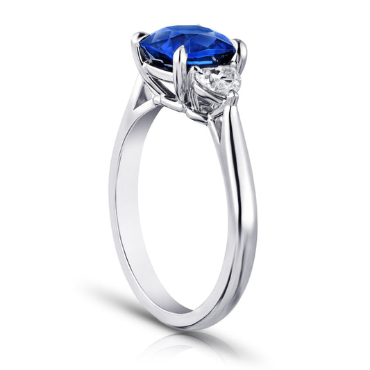 Contemporary Platinum Sapphire & Diamond Ring side